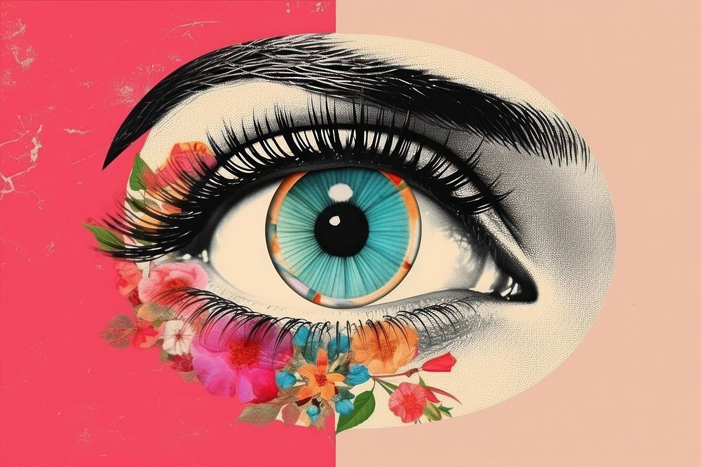 Collage Retro dreamy of eye illustrated creativity portrait.