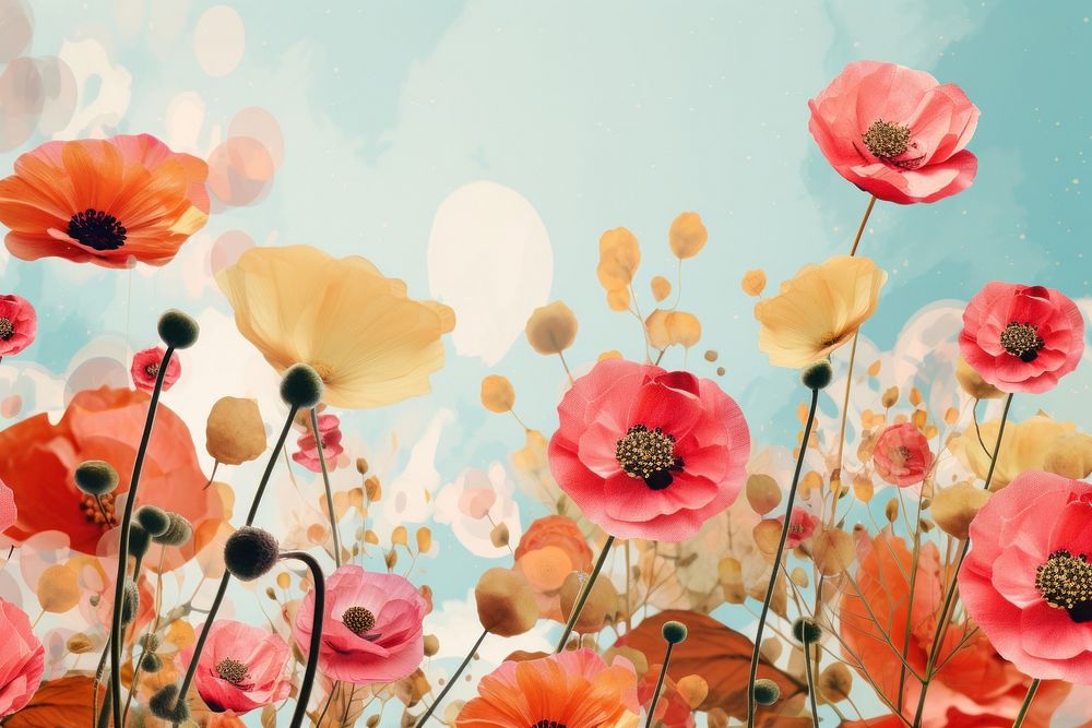 Collage Retro dreamy of flower background backgrounds outdoors blossom.