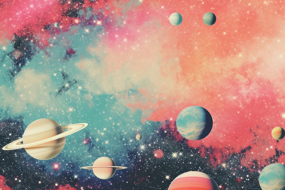 Collage Retro dreamy of galaxy background backgrounds astronomy universe.