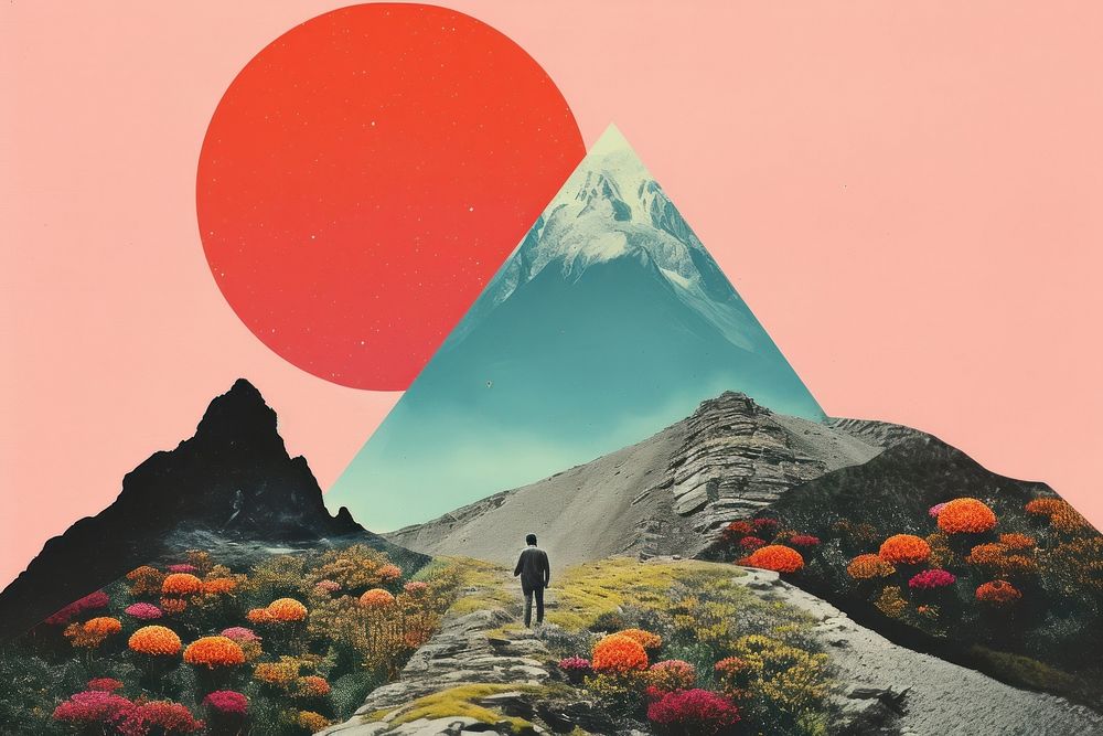 Collage Retro dreamy of landscapes mountain outdoors nature.