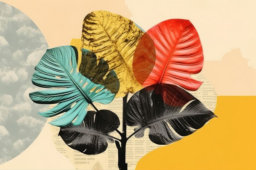 Collage Retro dreamy of leaf plant art creativity.