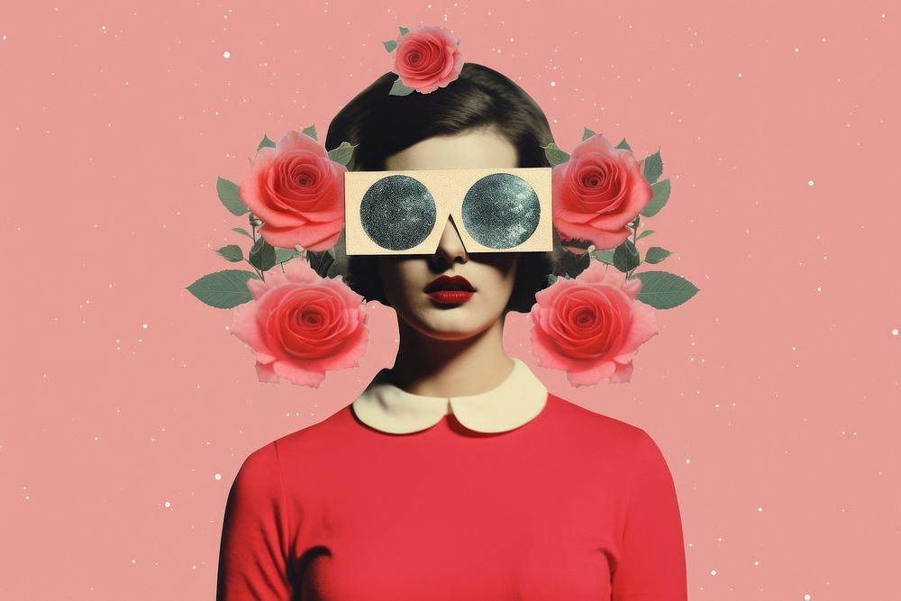 Collage Retro dreamy of rose portrait flower adult.
