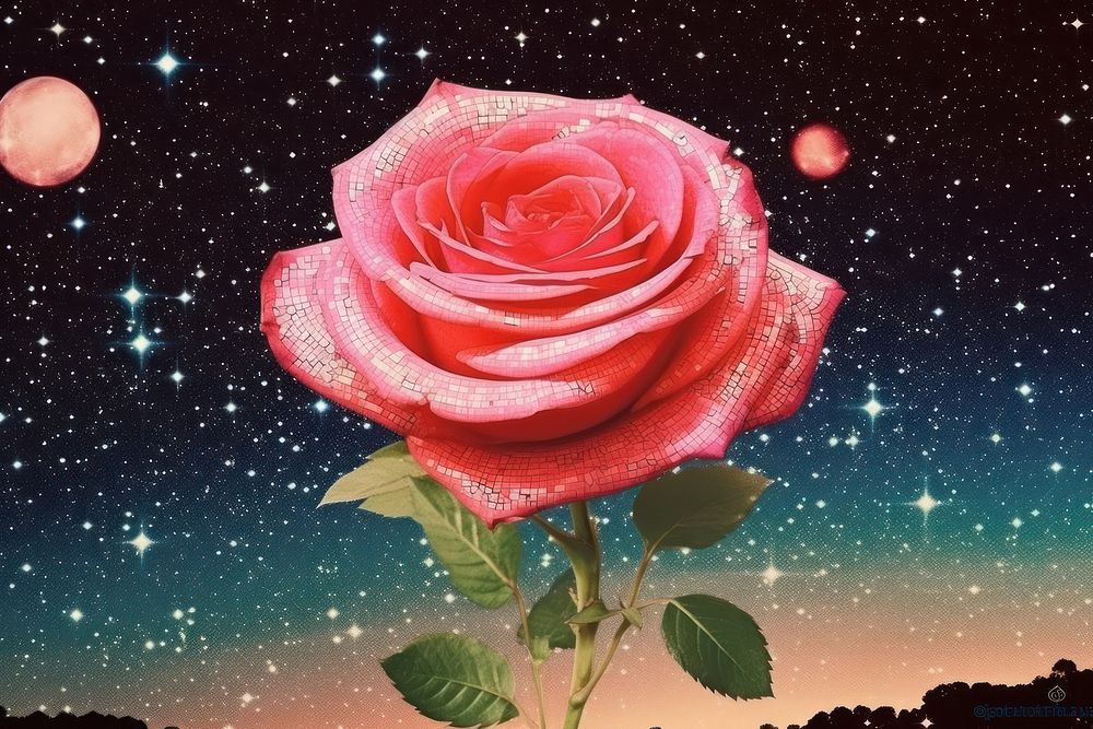 Collage Retro dreamy of rose astronomy outdoors flower.