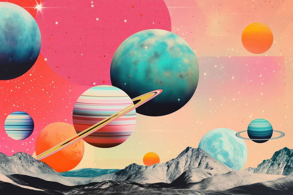Collage Retro dreamy of Space background space backgrounds astronomy.