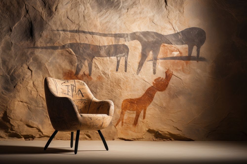 Paleolithic cave art painting style of Chair chair furniture ancient.