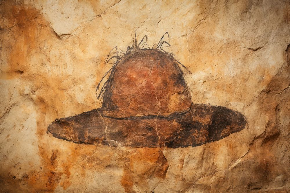 Paleolithic cave art painting style of Hat backgrounds ancient hat.