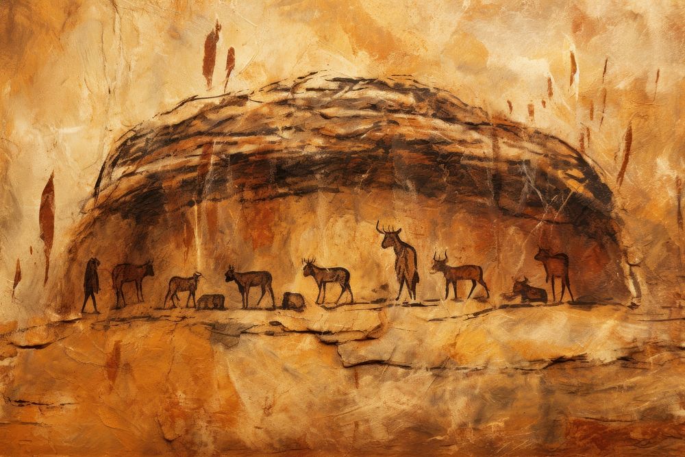 Paleolithic cave art painting style | Premium Photo - rawpixel