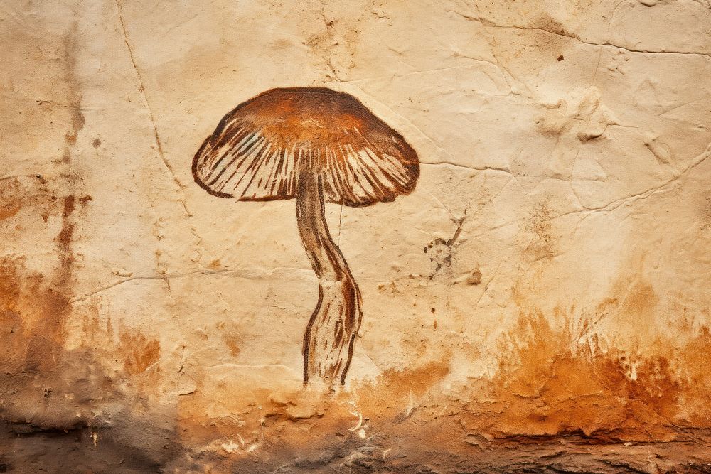 Paleolithic cave art painting style of Mushroom mushroom fungus poisonous.