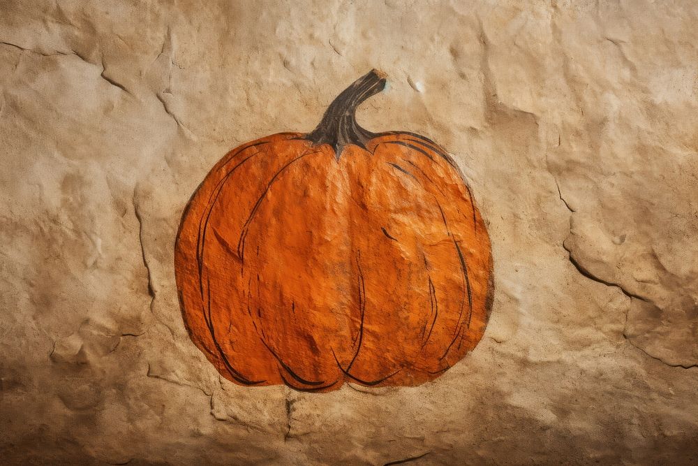 Paleolithic cave art painting style of Pumpkin pumpkin backgrounds vegetable.