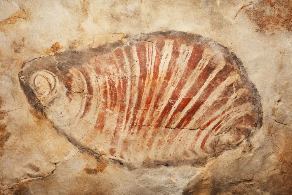 Paleolithic cave art painting style of Shell backgrounds ancient fossil.