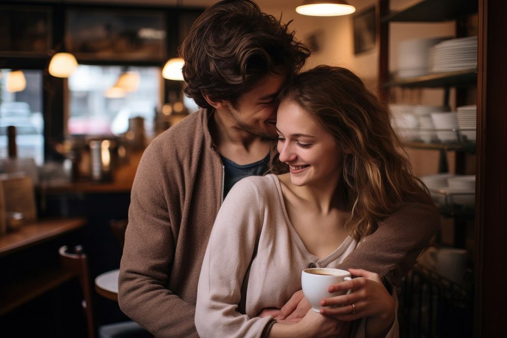 Young couple coffee adult drink. AI generated Image by rawpixel.