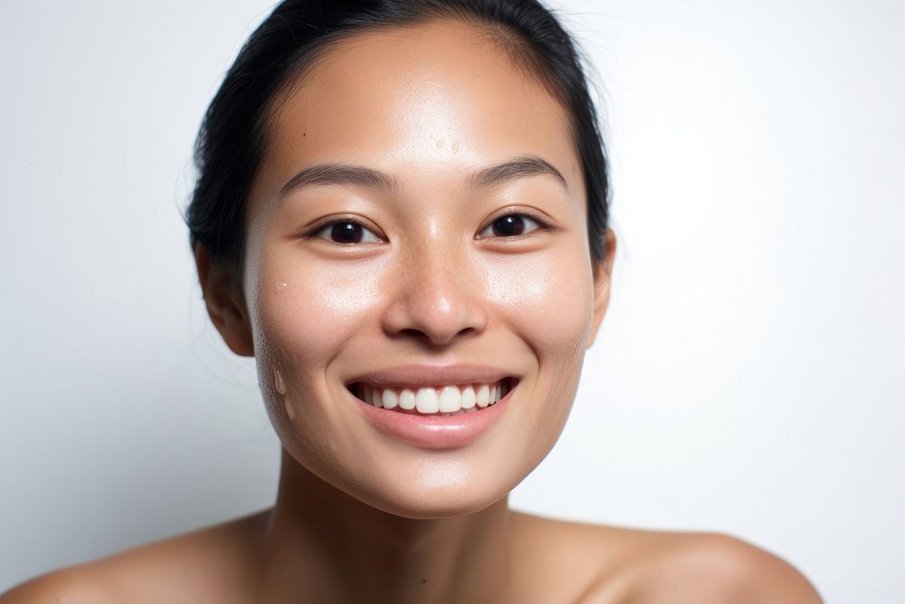 Southeast Asian woman no make up smile skin adult.