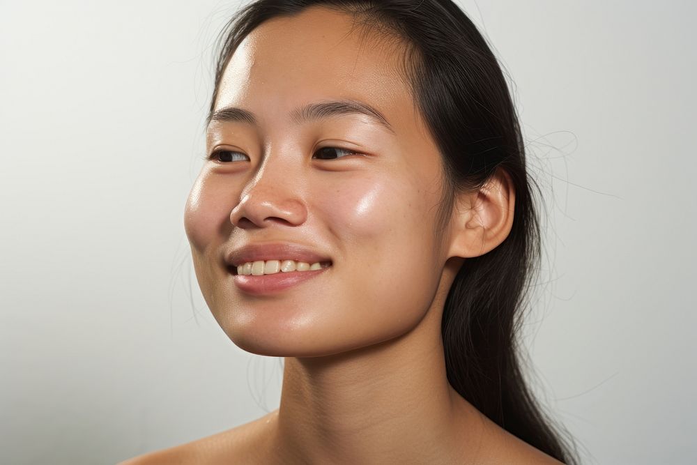 Southeast Asian woman no make up smile skin adult.