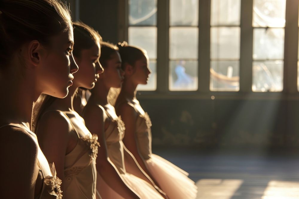 Ballet students taking a lesson dancing adult contemplation. AI generated Image by rawpixel.
