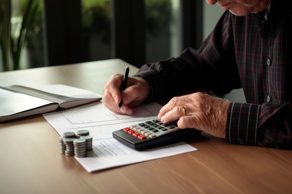 Hand doing accounting adult calculator retirement. AI generated Image by rawpixel.