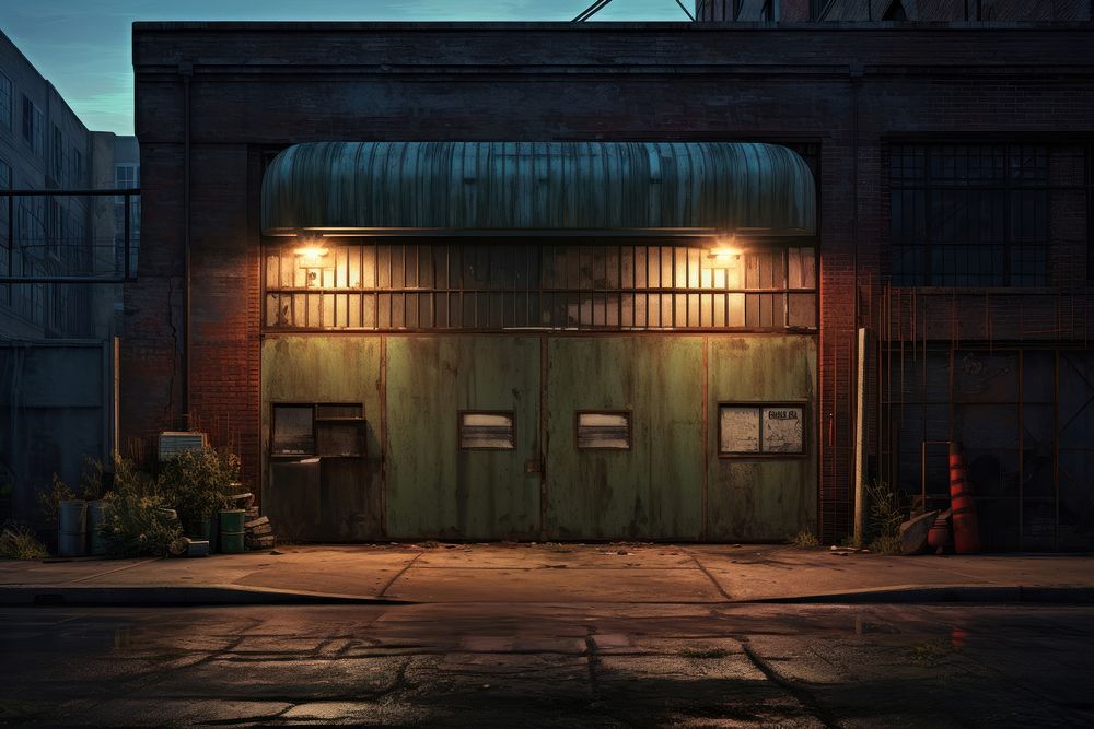 Warehouse gate outdoors street city. AI generated Image by rawpixel.