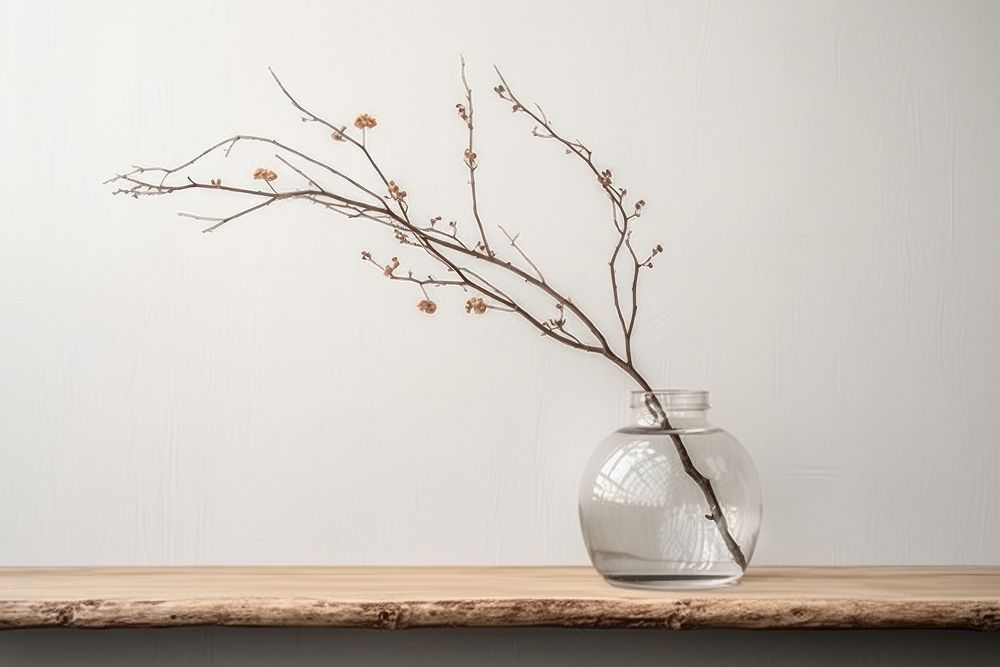Long dried branch flower table glass. AI generated Image by rawpixel.