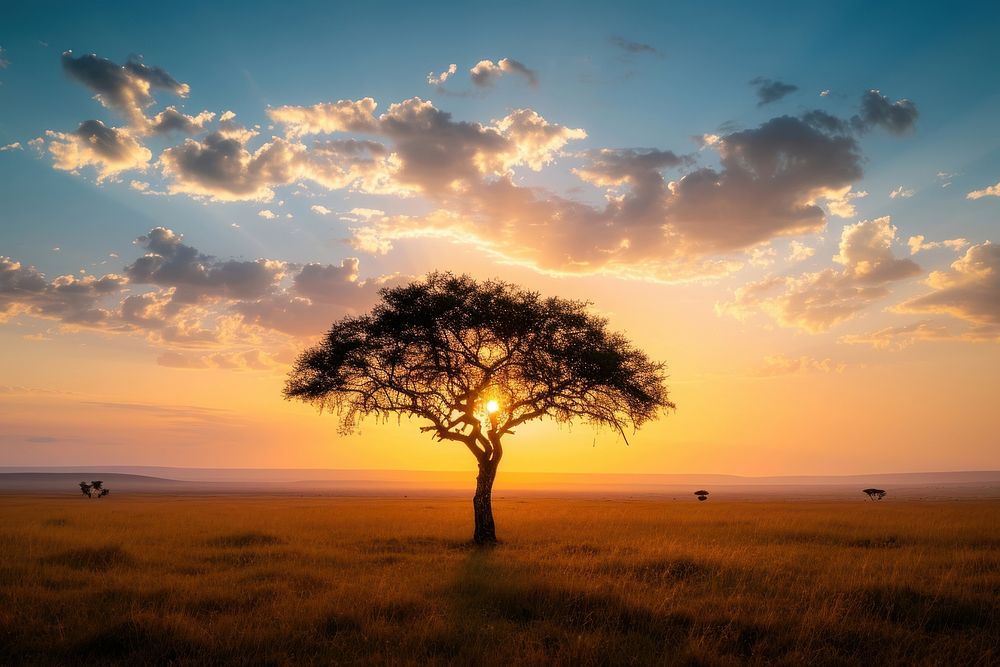 Photo of savanna sky landscape sunlight.