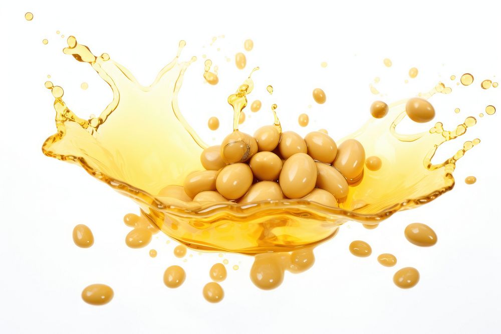 Soybean oil splash with soy bean food white background simplicity.