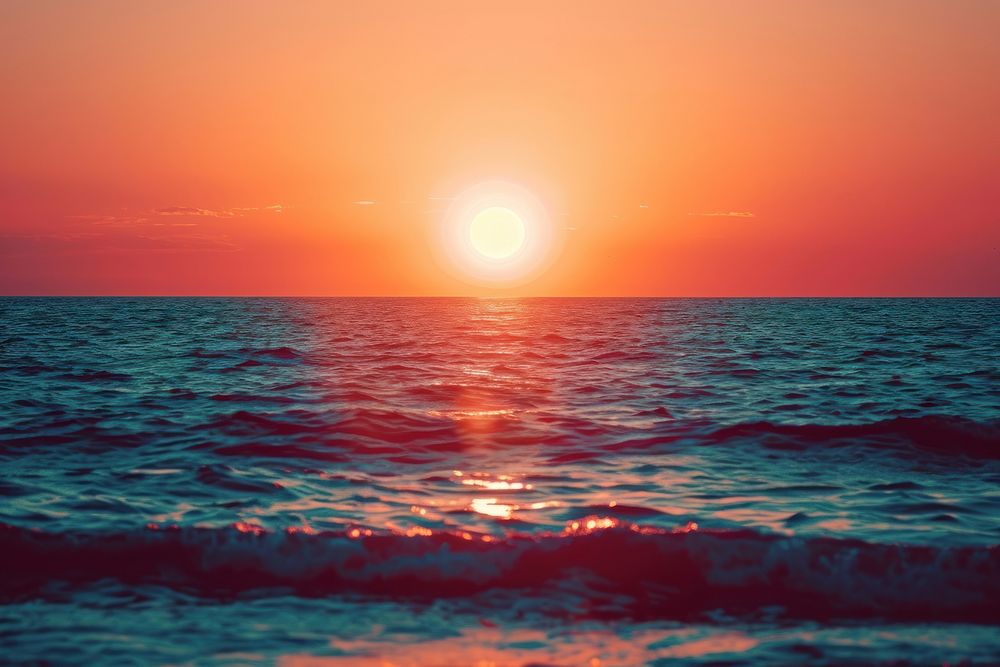 Photo of sunset on the sea sky sunlight outdoors.