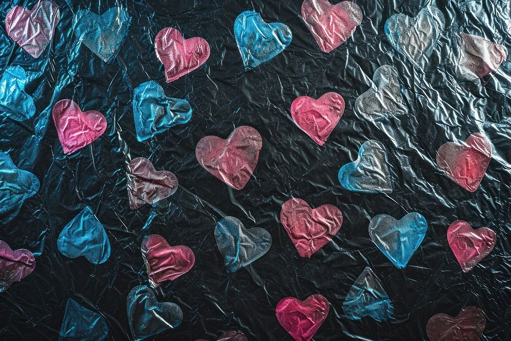 Plastic wrap with heart patterns backgrounds accessories creativity.