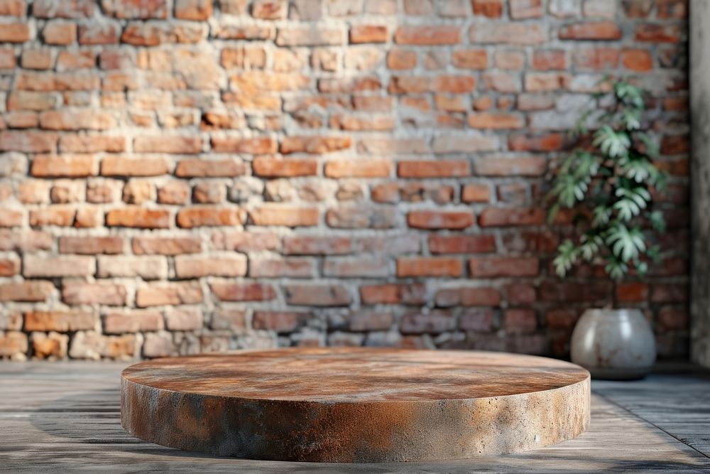 Old Brick wall architecture furniture table.