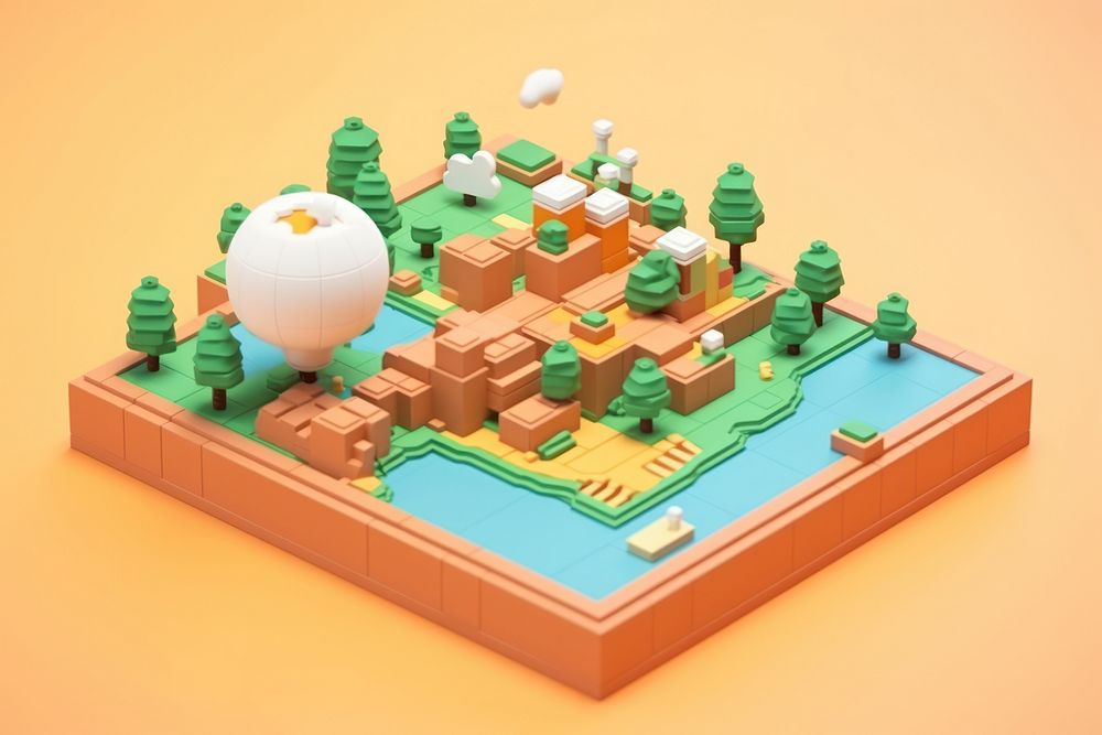 Cute toy brick world game cartoon circle.