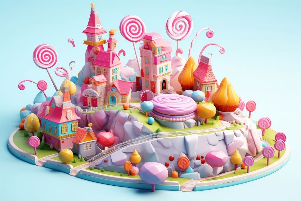 Cute candy world confectionery dessert food.