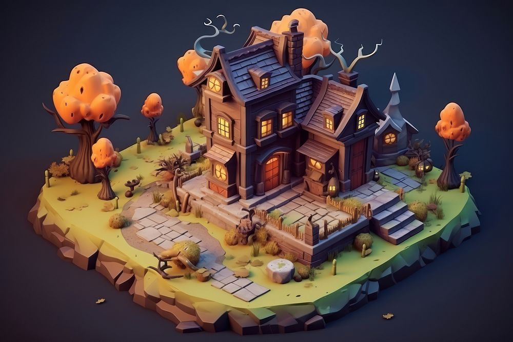 Cute halloween architecture building toy.