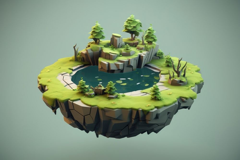 Floating island outdoors green plant.