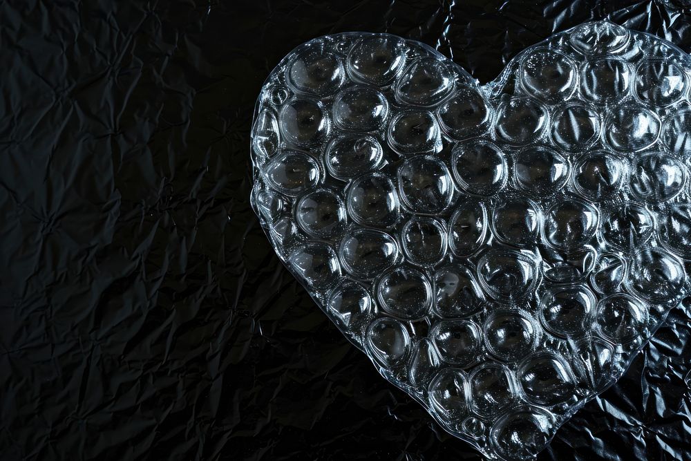 Simple heart shaped air bubble wrap backgrounds black black background.