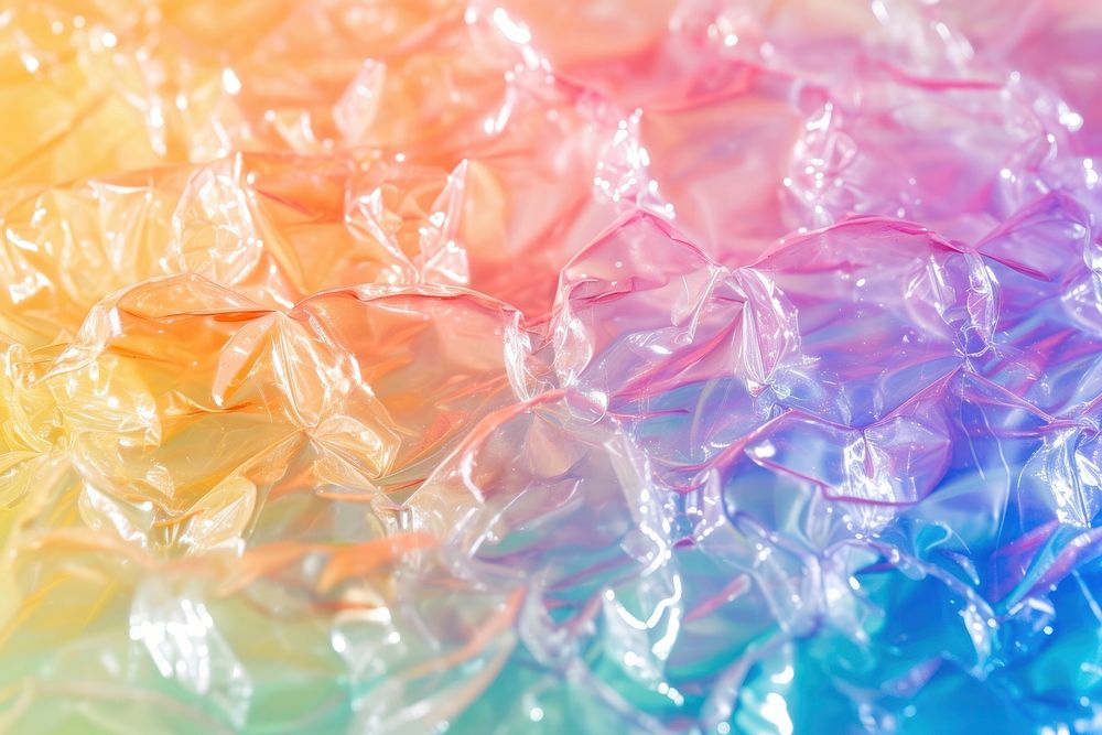 Smooth bubble plastic wrap backgrounds rainbow confectionery.