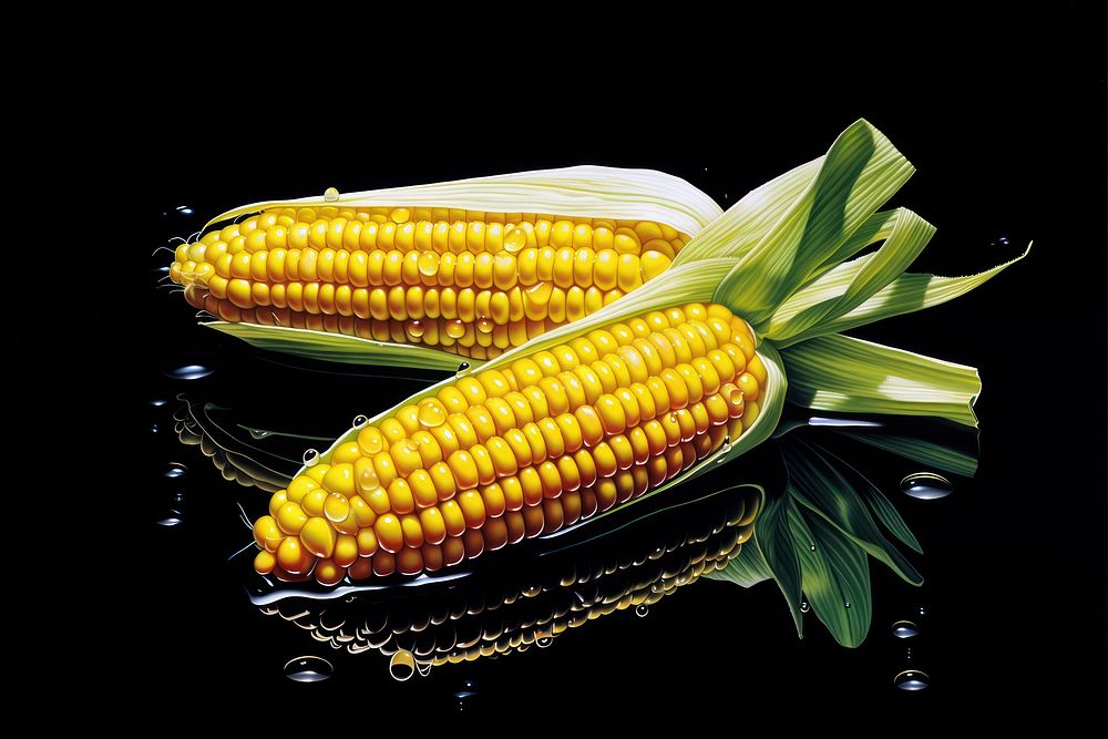 Corn plant food black background. AI generated Image by rawpixel.