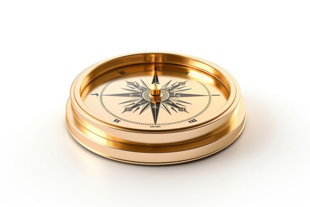 Compass gold white background technology.