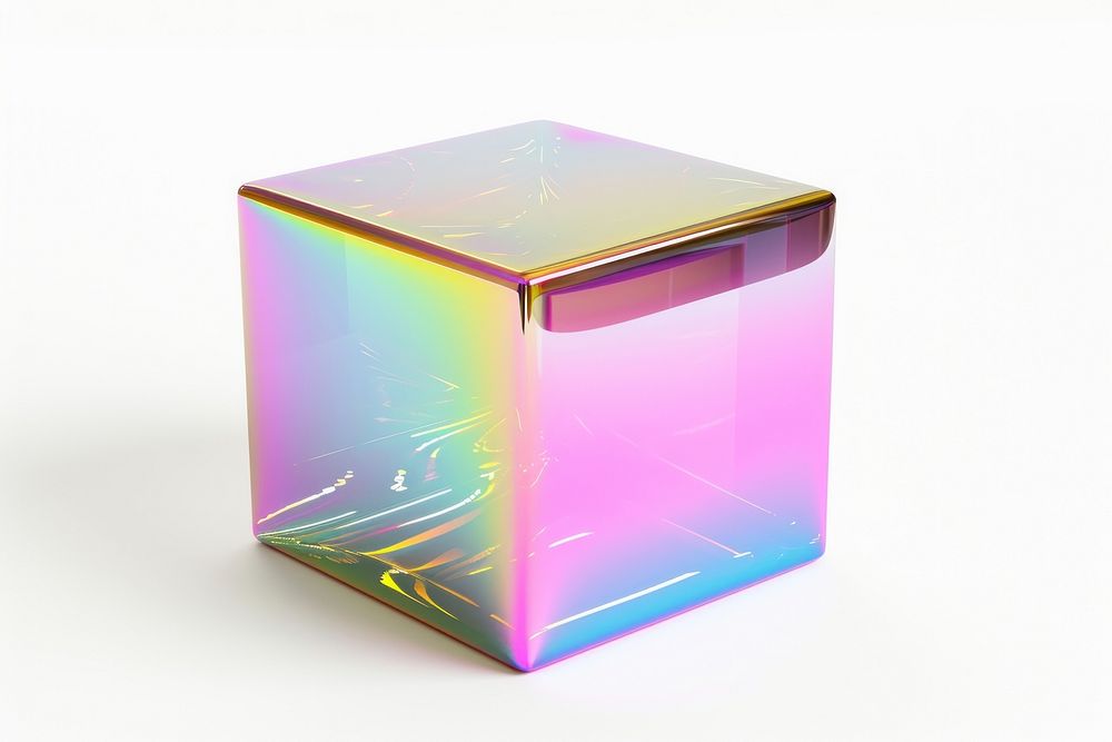 Computer iridescent box white background container.