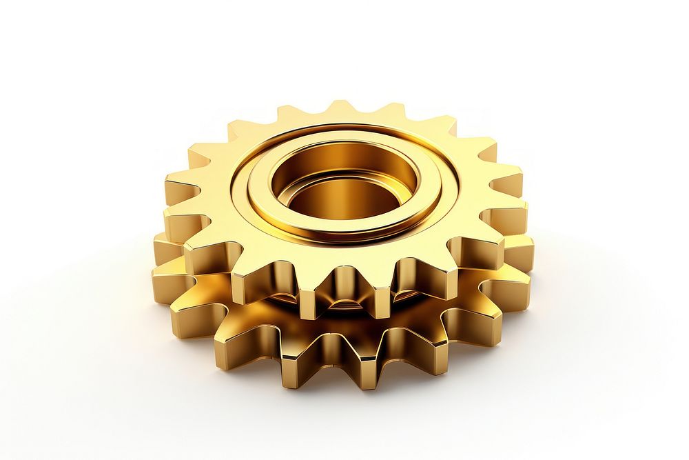 Gear gold white background technology.