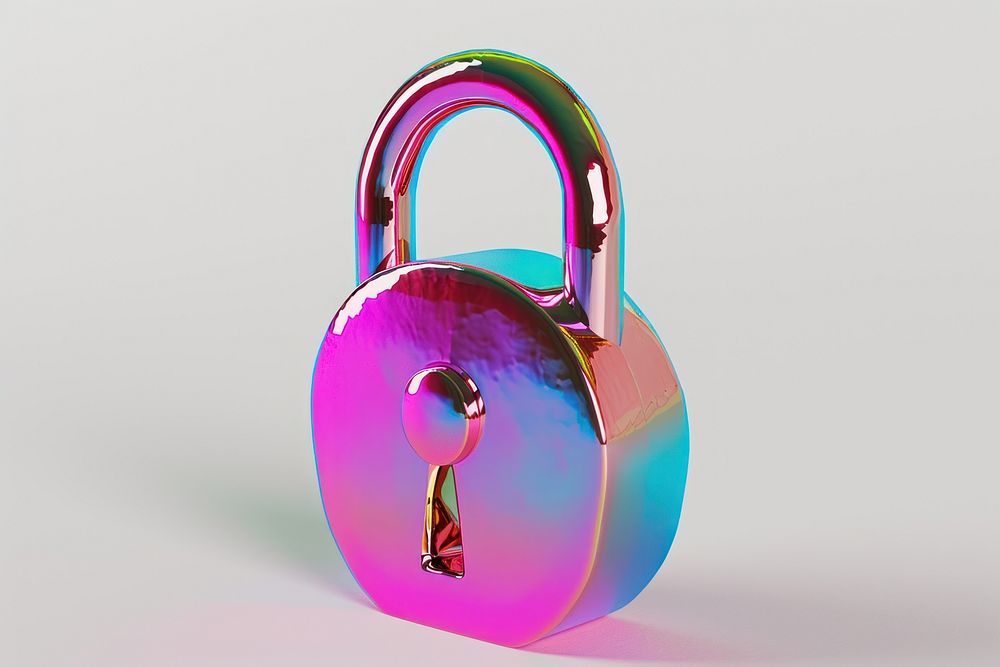 Lock icon iridescent protection security hanging.