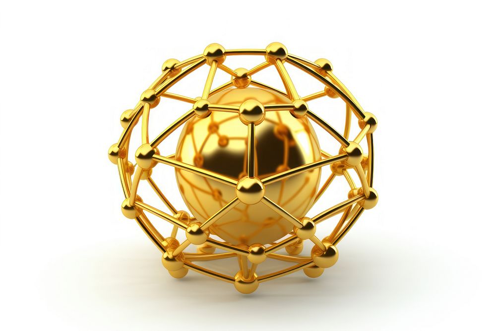 Network icon sphere shiny gold.