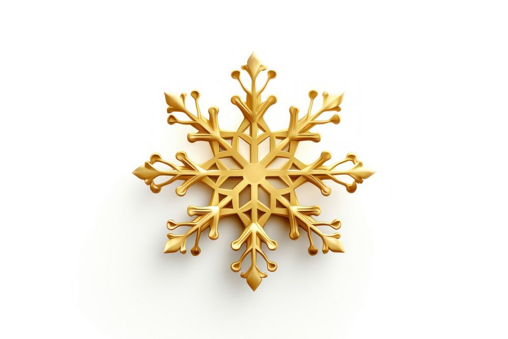 Snowflake gold white white background.