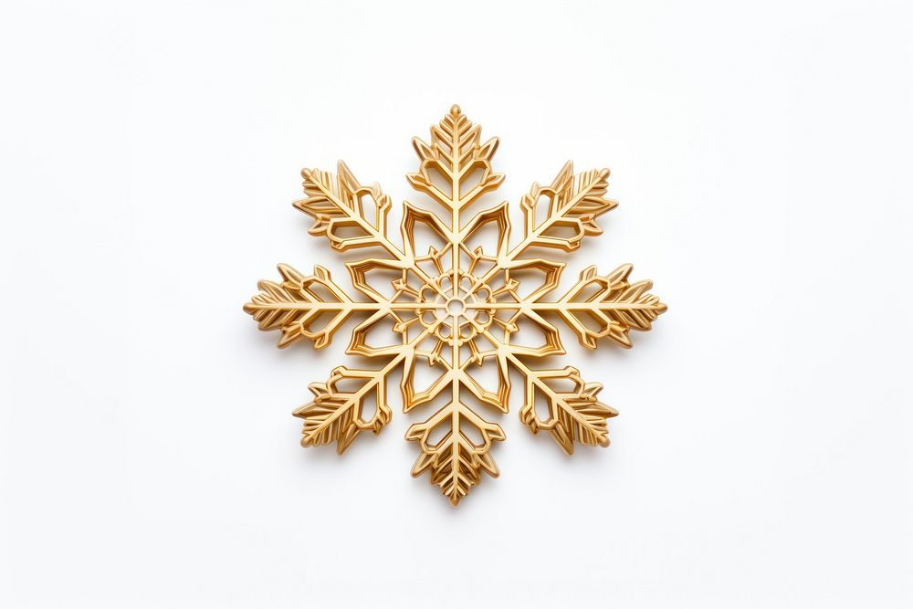 Snowflake gold brooch white.