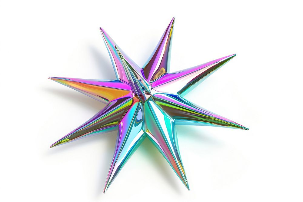 Starburst shape iridescent white background celebration creativity.