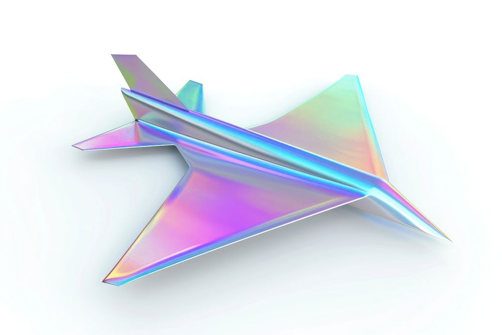 Paper plane simple iridescent white background abstract airplane.