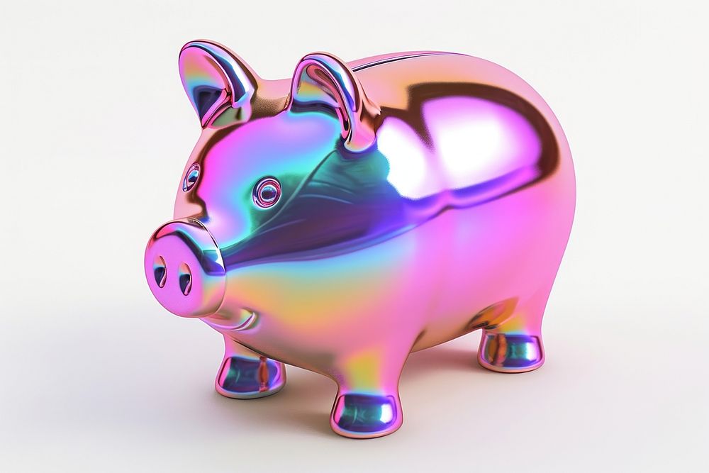 Piggy bank iridescent mammal representation investment.