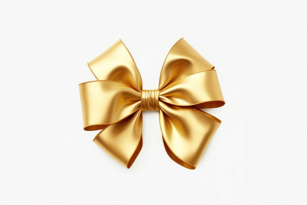 Ribbon gold shiny bow.