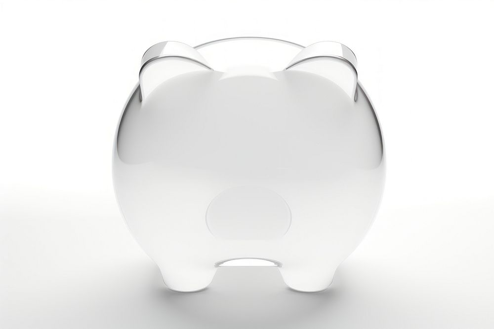 Piggy bank transparent glass white.
