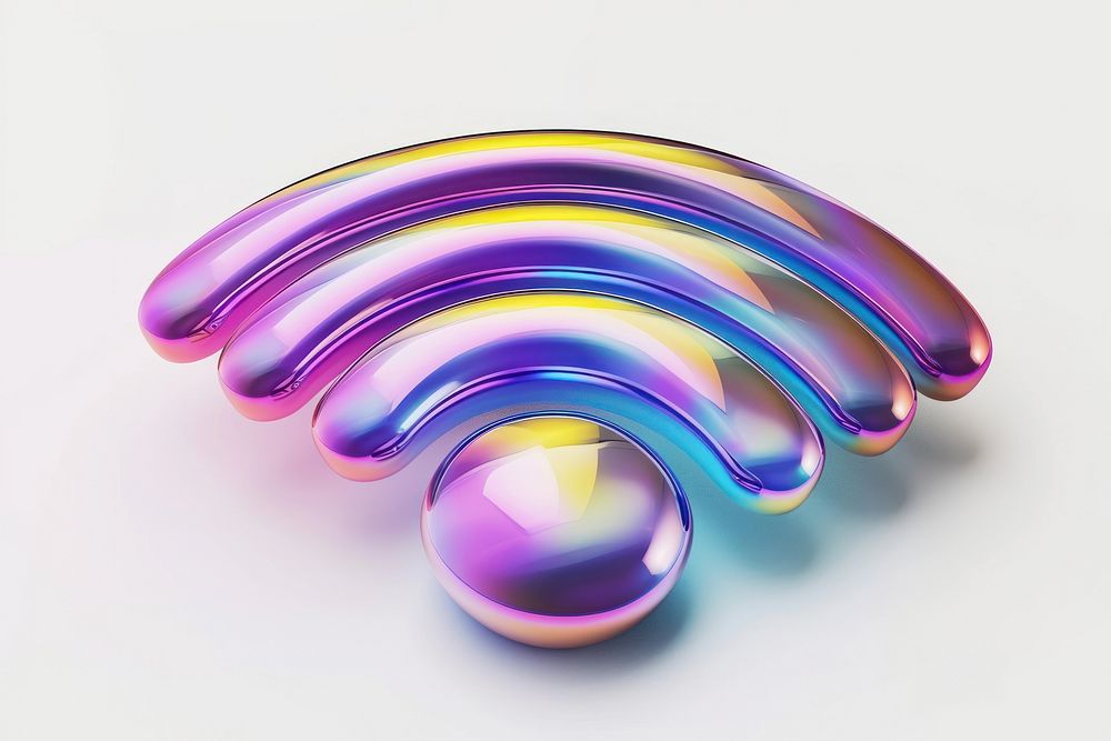 Wifi icon iridescent sphere purple lightweight.
