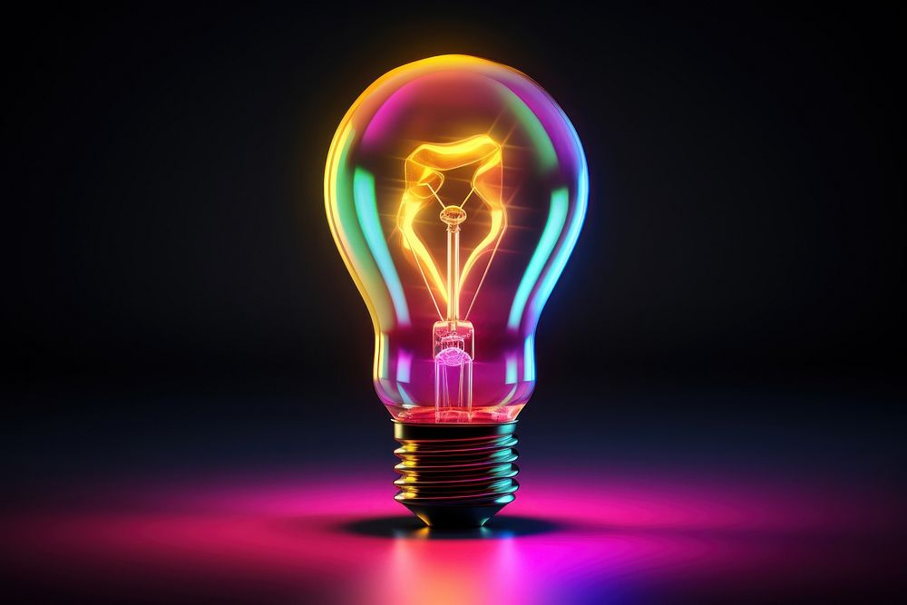 3D render neon light bulb | Free Photo Illustration - rawpixel