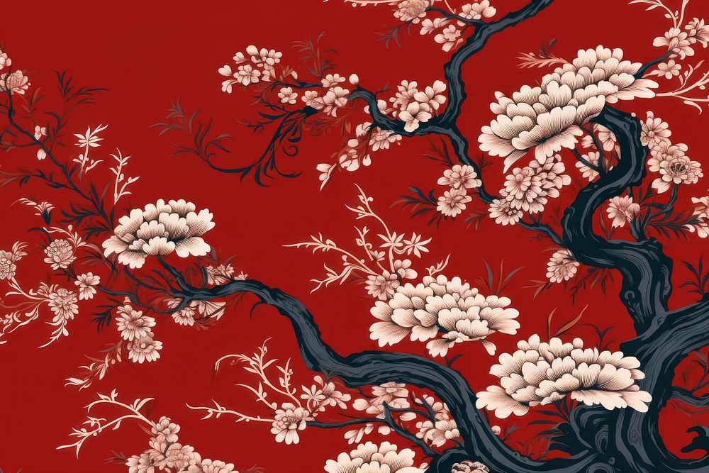 Traditional chinese pattern wallpaper plant art.