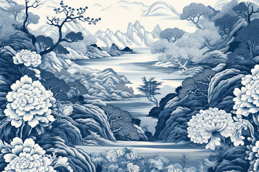 Traditional chinese pattern wallpaper nature art.