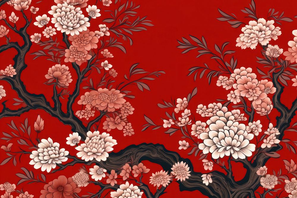 Traditional chinese pattern wallpaper flower plant.
